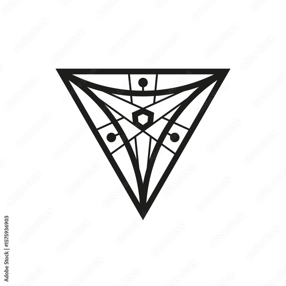 Fototapete Geometric triangle logo icon. Triangle concept vector design with minimalistic linear style