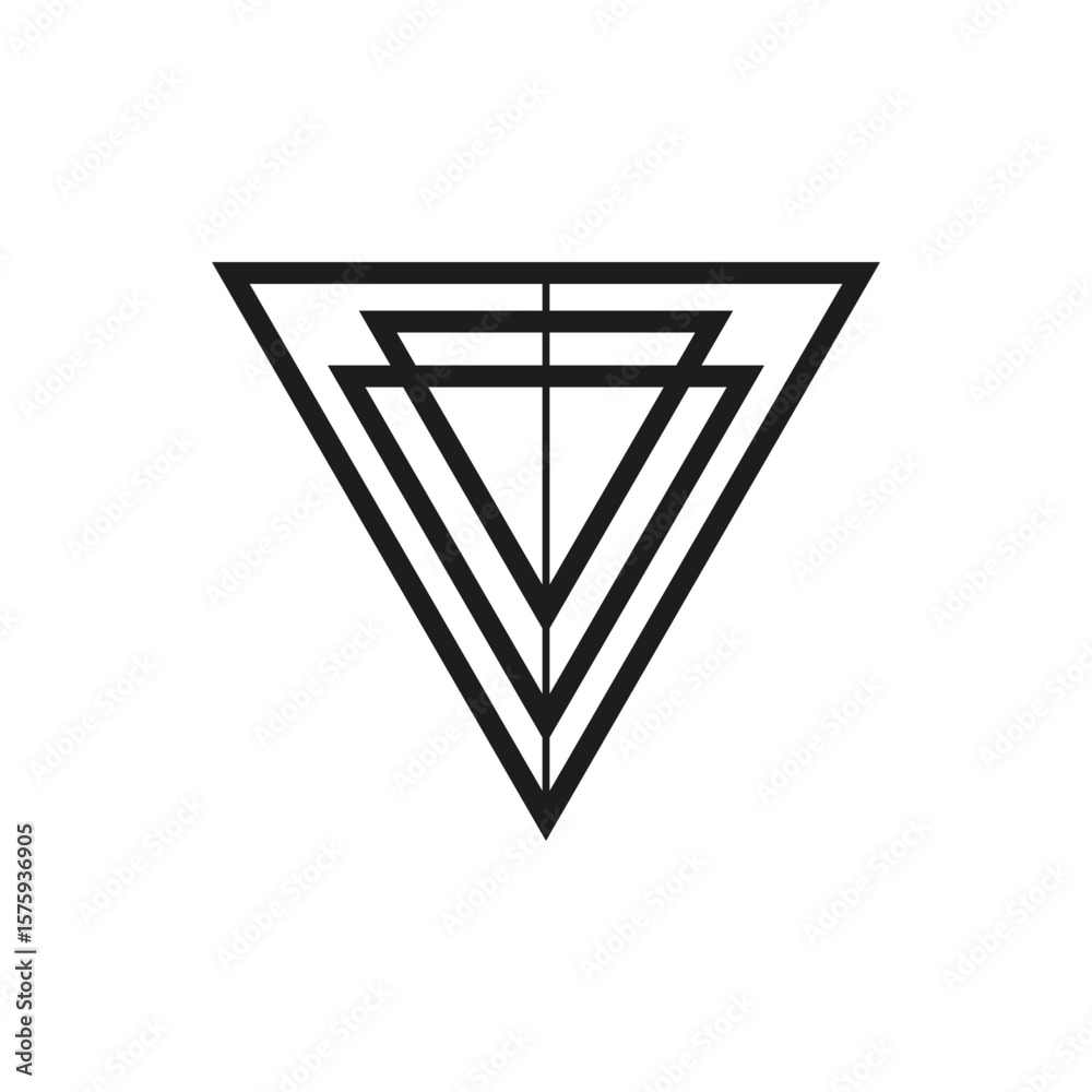 Fototapete Geometric triangle logo icon. Triangle concept vector design with minimalistic linear style