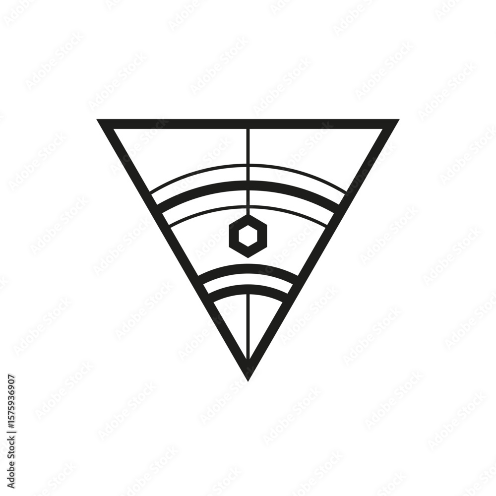Poster geometric triangle logo icon. triangle concept vector design with minimalistic linear style