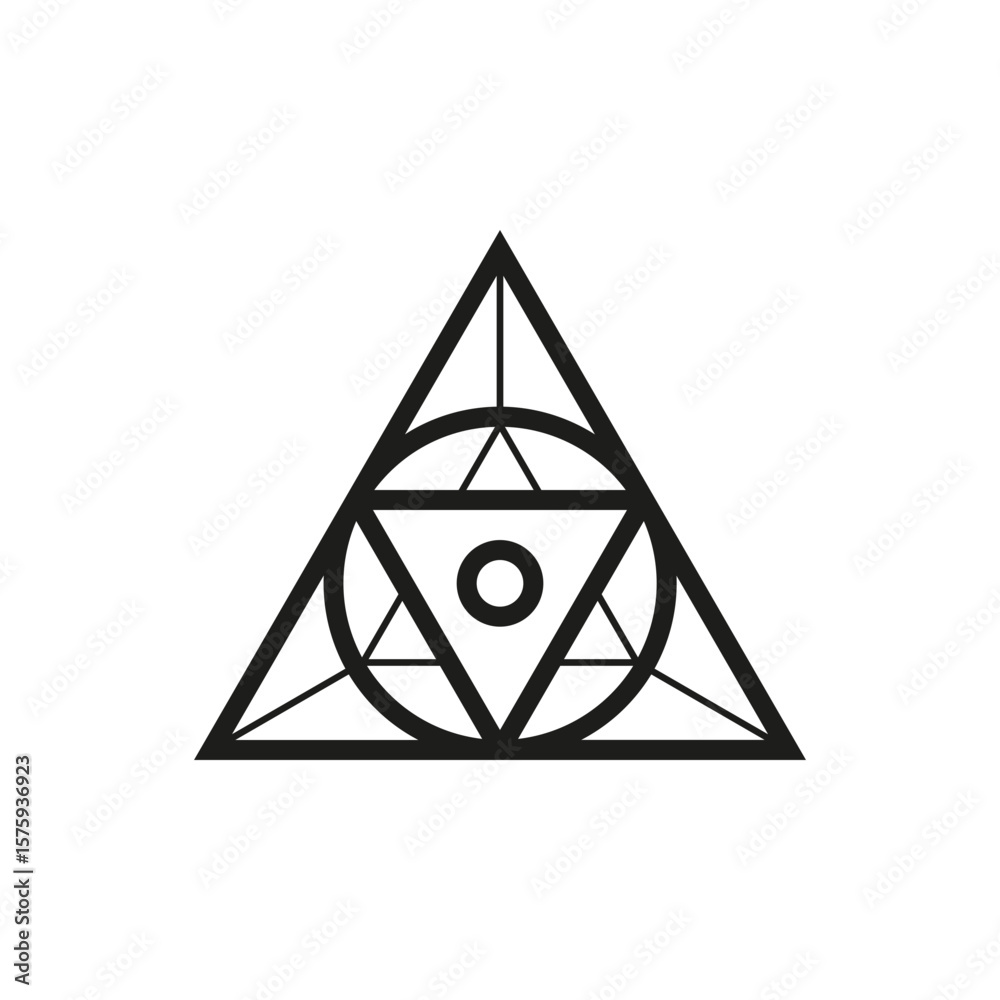 Fototapete Geometric triangle logo icon. Triangle concept vector design with minimalistic linear style