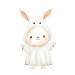 Obraz premium Adorable watercolor clipart of a cute bunny wearing a charming bunny costume, perfect for kids projects