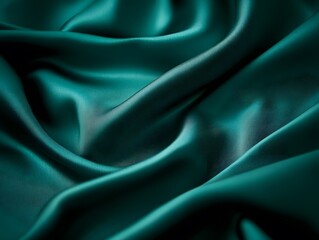 Obraz premium Elegant Teal Silk Fabric Drape Texture Background