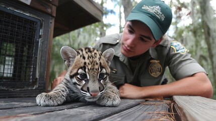 Ranger releasing healthy animal after Florida wildlife rehabilitation