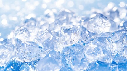 Close-up view of many ice cubes.