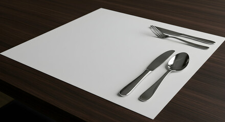 Elegant White Placemat Setting for Fine Dining Restaurant Tabletop