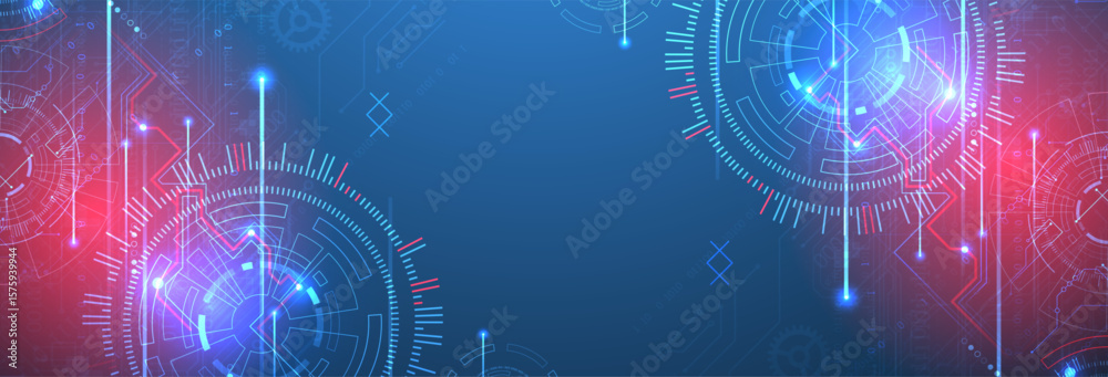 Poster abstract background. scientific and technological concept with the use of technical elements formed 