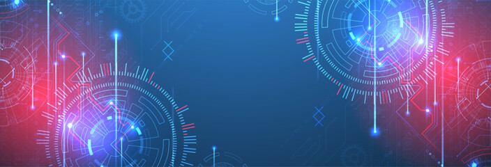 Abstract background. Scientific and technological concept with the use of technical elements formed in the shape of a circle.