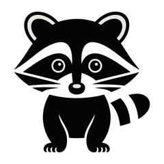 Cartoon Raccoon with Striped Tail and Masked Face Standing Upright a Playful Animal Illustration with Cute Design Elements