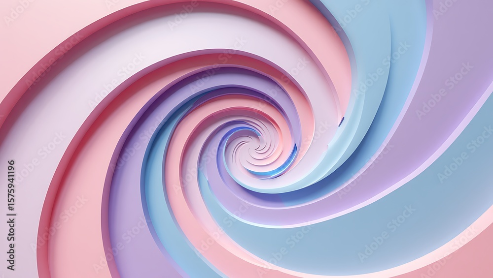 Fototapete pastel colored swirl optical illusion art, soft gradient spiral design with depth and dimension crea