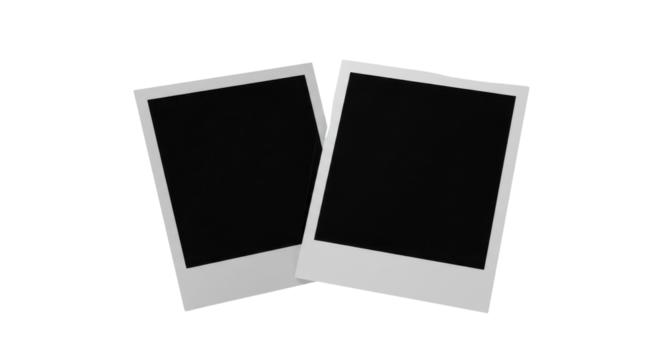 Two instant photo prints for memories or mockup isolated PNG with Transparent Background