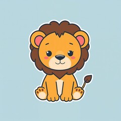 Obraz premium Adorable Cartoon Lion Cub Illustration Cute Animal Design