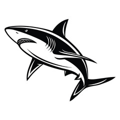 Black and White Vector Shark Logo Illustration 2
