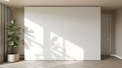 Minimalist interior with plant and door white