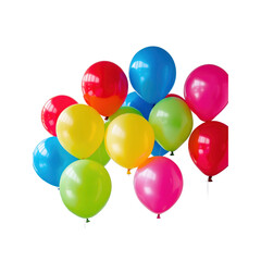 Vibrant Cluster of Colorful Balloons Floating Against a Transparent Background