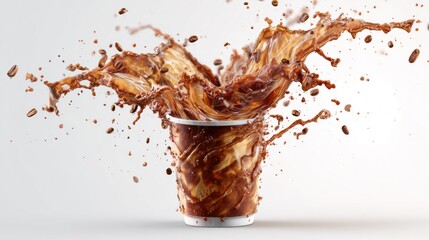 A dynamic splash of refreshing drink with a beautiful shape, frozen in mid-air