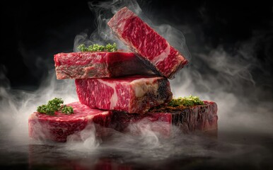 Steak, dry-aged,  delicious, meat, food photography, gourmet food, culinary, beef, restaurant, smoky,  grilled,  juicy, tasty, appetizing,  delicious food, premium, high-quality, protein, nutrition.