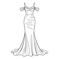 Satin dress line art coloring page
