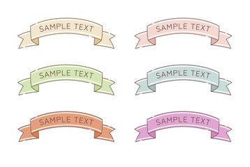 くすみカラーのかわいい手描きリボンセット