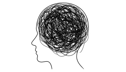 Profile of head with chaotic brain