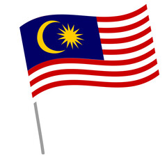 Malaysia national flag flutters with flagpole