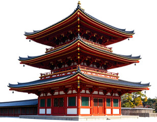 Traditional Japanese Pagoda with Multi-Tiered Roof and Ornate Architecture, Isolated PNG