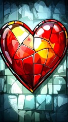 Vibrant Red Mosaic Heart Wall Art Graphic