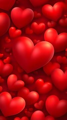 Romantic Red Hearts Background Valentines Day