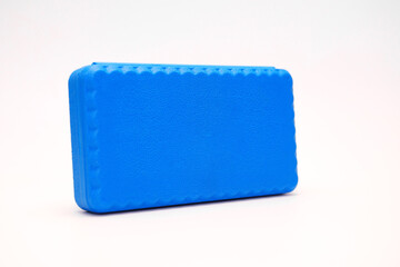 Blue plastic tool box on a white background.