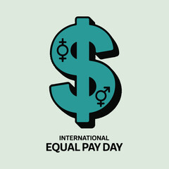 Obraz premium Solid color vector illustrations for International Equal Pay Day including equal pay signs, gender equality, salary charts, fair wage checklists, and social justice awareness symbols.