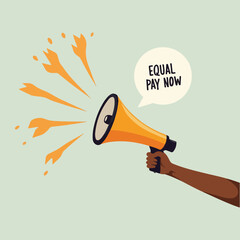 Solid color vector illustrations for International Equal Pay Day including equal pay signs, gender equality, salary charts, fair wage checklists, and social justice awareness symbols.