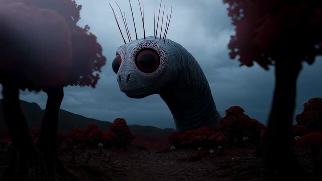 fantasy alien worm like creature.