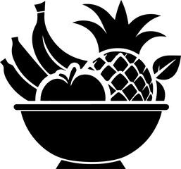 Black and White Fruit Bowl Icon