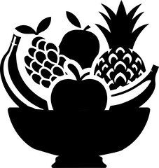 Black and White Fruit Bowl Icon