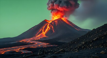Volcanic Eruption on Bold Background
