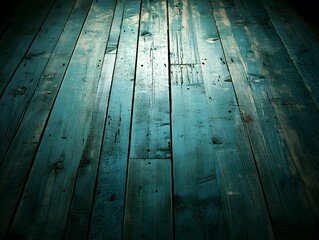 Dark Teal Weathered Wooden Planks Floor Texture Background