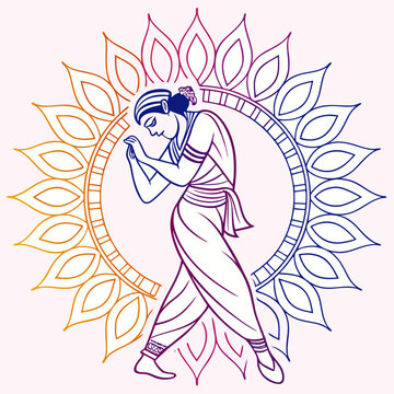 indian dancer silhouette with mandala background clip art preview