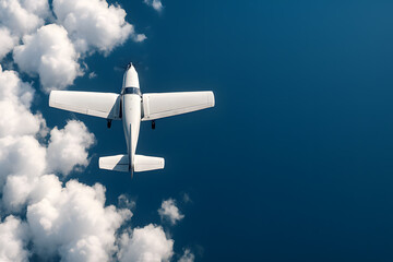 Aerial flight serenity with clouds for travel photography