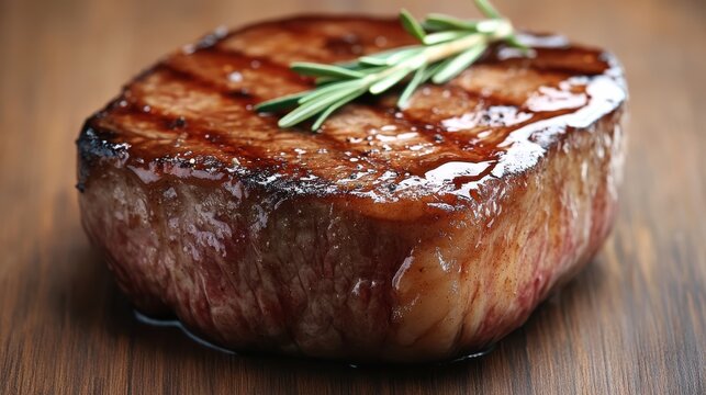 Juicy Piece of Fresh Meat Resting on a Rustic Wooden Kitchen Table