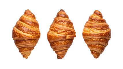 Delicious fresh baked croissants bakery breakfast pastries food photography art on transparent background