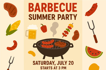 barbecue grill set vector illustration