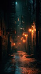 Fototapeta premium Mysterious night alleyway