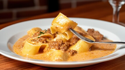 Deliciously Plated Gourmet Meal with Fork Ready to Indulge in Flavor