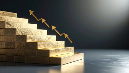 Gold steps upward, representing progress