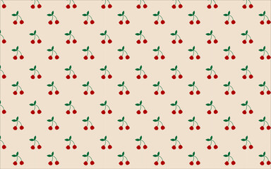 Clean and cute cherry repeating design. Excellent for surface design, packaging, and lighthearted projects