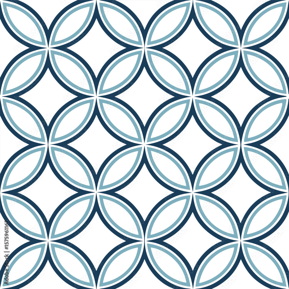 Poster Repeating Geometric Pattern with Interlocking Shapes in Multiple Colors for Backgrounds