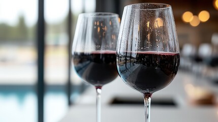 Elegant Pair of Wine Glasses Capturing Romantic Atmosphere and Delight