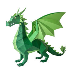 Green Dragon A Detailed 3D Paper Model isolated on transparent background