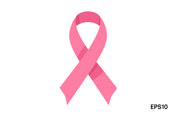Pink ribbon breast cancer awareness symbol. Women's health care support. Hope and fight against disease. October campaign for charity. Medical vector illustration concept.