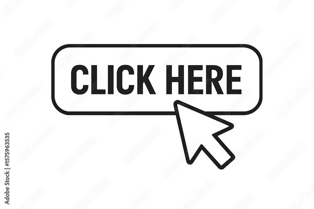 Fototapete click here button with mouse cursor pointer icon. vector illustration for web design. call to action