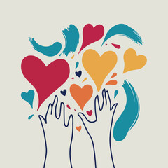 National Day of Arts in Care Homes vector set with symbolic art tools, abstract creativity, intergenerational sharing, and visual storytelling showing art&rsquo;s impact on elderly wellbeing.